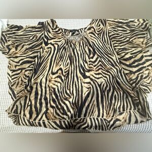 Karen Kane Plus Size Animal Print Top with Embellished Neckline